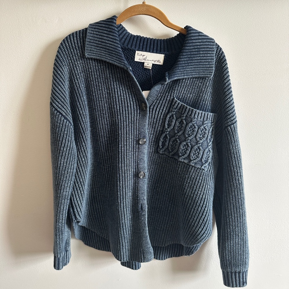 Vintage Havana Blue Ribbed Women's Sweater